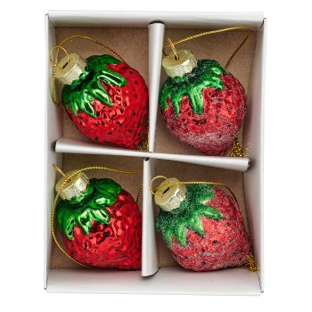 Glashänger SUNSHINE Erdbeere, 2fa.so., 4/Box, 3,5x3,5x6cm, rot