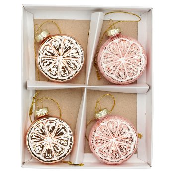 Glass hanger SUNSHINE orange slice, 4/box, 5x2x5.5cm, orange