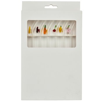 Glas Strohhalm SUNSHINE mit Fruchtmotiv, lebensmittelecht, mit Putzstab, 6/Box,