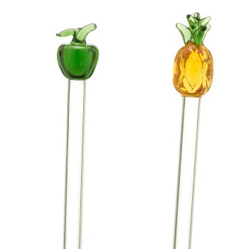 Glas Rührstab SUNSHINE mit Fruchtmotiv, lebensmittelecht, 4/Box, 2x1,5x17,5cm, bunt