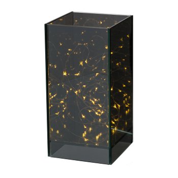 Glass Decoration Vessel Rectangular with 15LED Lights, 20x10cm, with 6H Timer