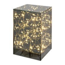 Glas Tischlampe Säule mit 15 LED LIGHTS, 12x12x19cm, grau, ist die -47, 6 Stunden Timer