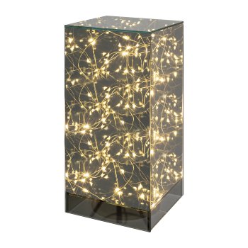 Glas Tischlampe Säule mit 20 LED LIGHTS, 12x12x25cm, grau, ist die -47, 6 Stunden Timer