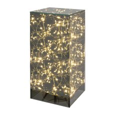 Glas Tischlampe Säule mit 20 LED LIGHTS, 12x12x25cm, grau, ist die -47, 6 Stunden Timer