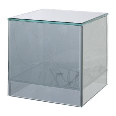 Glass Cuboid with 15 LED Lights, 12x12x12cm, Grey