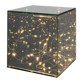 Glass Cuboid with 20 LED Lights, 20x20x20cm, Grey