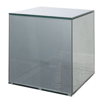 Glass Cuboid with 20 LED Lights, 20x20x20cm, Grey