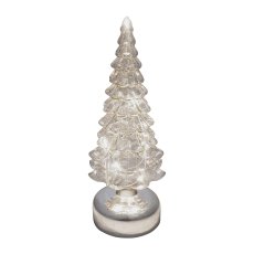 Glass Fir Tree with LED, 8x22 cm, Grey