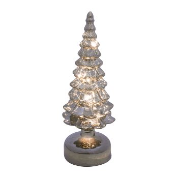 Glass Fir Tree with LED, 8x22 cm, Grey