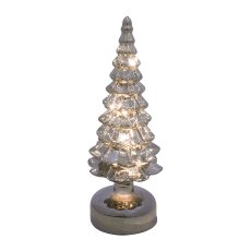 Glass Fir Tree with LED, 8x22 cm, Grey