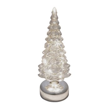 Glass Fir Tree with LED, 9,5x27cm, Grey