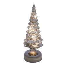 Glass Fir Tree with LED, 9,5x27cm, Grey