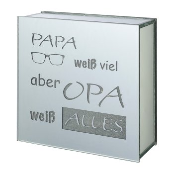 Glas Deko m.LED 'OPA', 15x6x15cm, klar, Lepuro