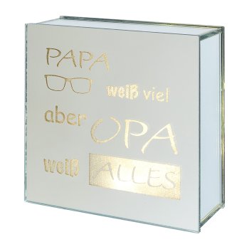 Glas Deko m.LED 'OPA', 15x6x15cm, klar, Lepuro