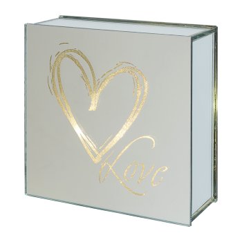 Glas Deko m.LED 'LIEBE', 15x6x15cm, klar, Lepuro