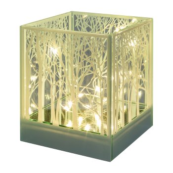 Glass lantern square, CUBUS TREE, 10x10x12cm, white