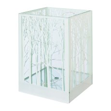 Glass lantern square, CUBUS TREE, 12x12x18cm, white