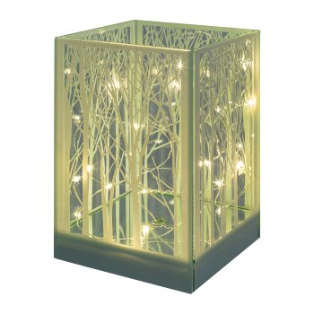 Glass lantern square, CUBUS TREE, 12x12x18cm, white