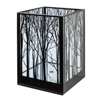 Glas Windlicht quadratisch CUBUS TREE, 12x12x18cm, schwarz