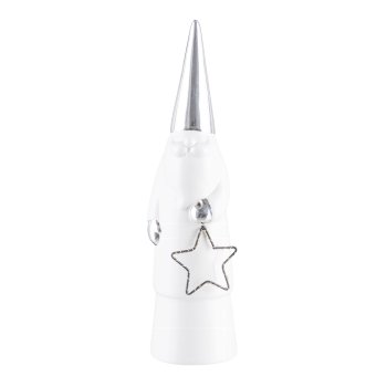 Ceramic Father Christmas, w.metal star, w.LED 35x9x9cm, white
