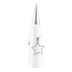 Ceramic Father Christmas, w.metal star, w.LED 35x9x9cm, white