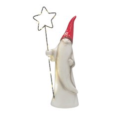 Ceramic Father Christmas, w.metal star, w.LED 24x13x7cm, red
