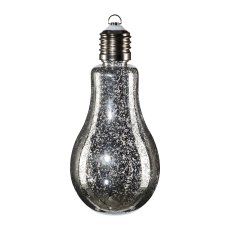 Glas Birne stehend/Hänger m.LED MERCURY, 11x22cm, silber
