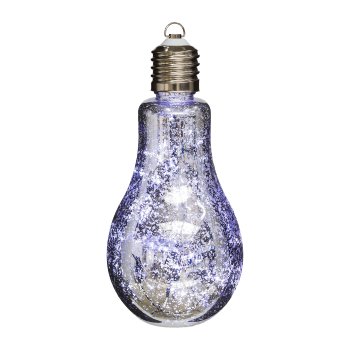 Glas Birne stehend/Hänger m.LED MERCURY, 11x22cm, silber