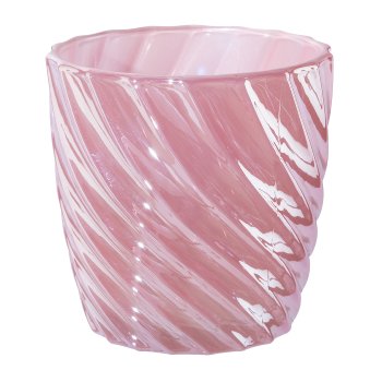 Glass Tea Light Curled Luster, 7,5x7,5cm, Pink