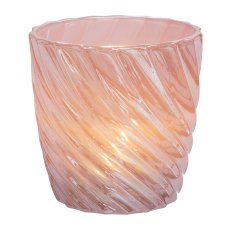 Glas Teelicht curled LUSTER, 7,5x7,5cm, rosa