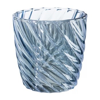 Glas Teelicht curled LUSTER, 9x9cm, blau