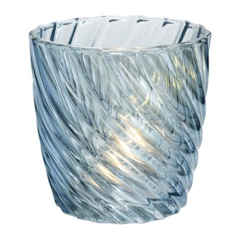 Glas Teelicht curled LUSTER, 9x9cm, blau