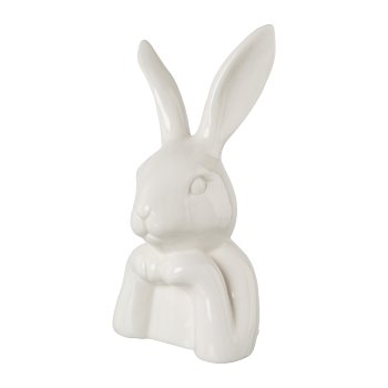 Ceramic Rabbit Bust, 13x11,6x23,6cm, White