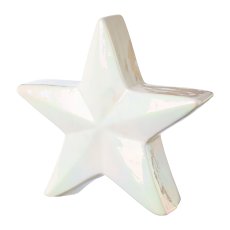 Keramik Stern m.LED LIGHTS UP, 24x6,6x22,3cm, arctic pearl