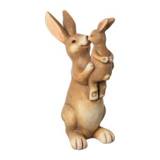 Ceramic rabbit with child, 16.5x11x25cm, natural