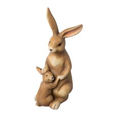 Ceramic rabbit with child, 15x12x29cm, natural