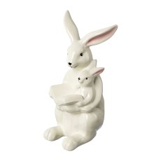 Ceramic bunny with child, 13x10x22,5cm, white