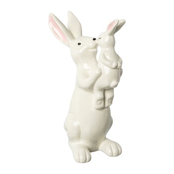 Ceramic bunny with child, 16,5x11x25cm, white