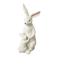 Ceramic bunny with child, 15x12x29cm, white