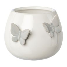 Ceramic vase with butterflies, 11x11x9cm, grey