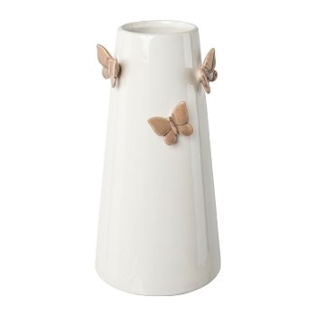 Ceramic vase with butterflies, 13,5x12,5x24cm, grey