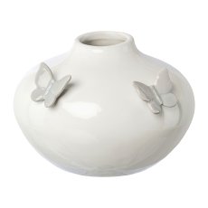 Ceramic vase with butterflies, 16x16x11cm, grey