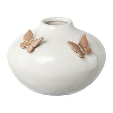 Ceramic vase with butterflies, 16x16x11cm, jean blue