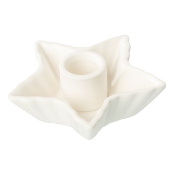 Ceramic candle holder plate star, 10,5x10,5x4cm, white