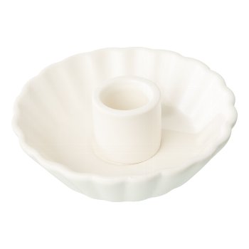 Ceramic candle holder plate round, 10,7x10,7x4cm, white
