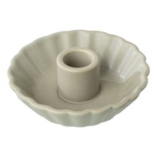 Ceramic candle holder plate round, 10,7x10,7x4cm, gray