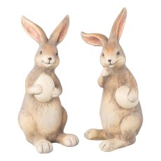 Ceramic rabbit 2 assorted JIM+JILL, 9x10x19cm, brown