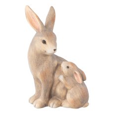 Ceramic rabbit MAYA+MIRI with child, 25x15x13cm, brown