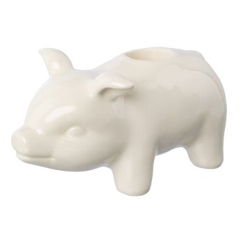 Porzelan Schwein Kerzenhalter MISS PIGGY, 6x11,5x6cm, weiß