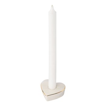 Porcelain candle holder heart GOLDLINE, 3x7,6x7,4cm, white